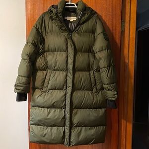 Michael Kors dark green puffer jacket